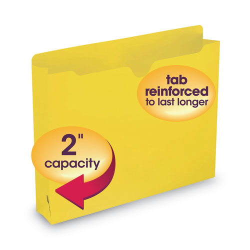 Colored File Jackets with Reinforced Double-Ply Tab, Straight Tab, Letter Size, Yellow, 50/Box