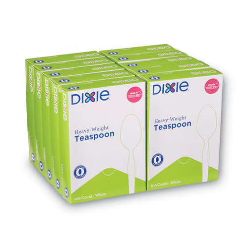 Image of Dixie® Plastic Cutlery, Heavyweight Teaspoons, White, 1,000/Carton