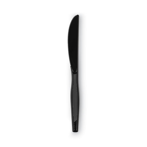 Image of Dixie® Plastic Cutlery, Heavy Mediumweight Knives, Black, 1,000/Carton