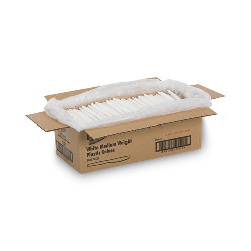 Image of Dixie® Plastic Cutlery, Mediumweight Knives, White, 1,000/Carton