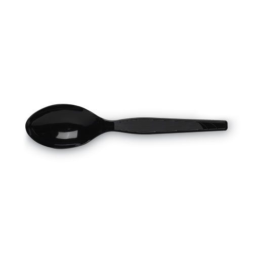 Image of Dixie® Plastic Cutlery, Heavy Mediumweight Teaspoons, Black, 1,000/Carton