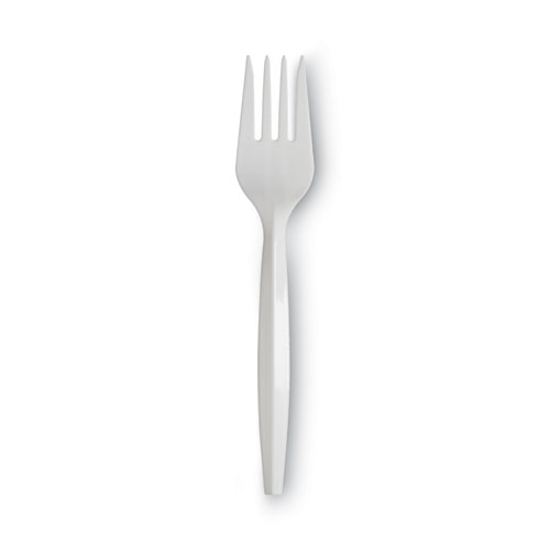 Image of Dixie® Plastic Cutlery, Mediumweight Forks, White, 1,000/Carton