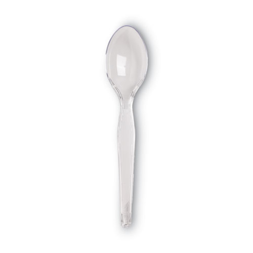 Plastic Cutlery, Heavyweight Teaspoon, Crystal Clear, 6", 1,000/Carton