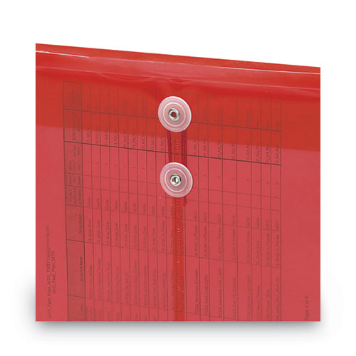 Image of Smead™ Poly String And Button Interoffice Envelopes, Open-End (Vertical), 9.75 X 11.63, Transparent Red, 5/Pack