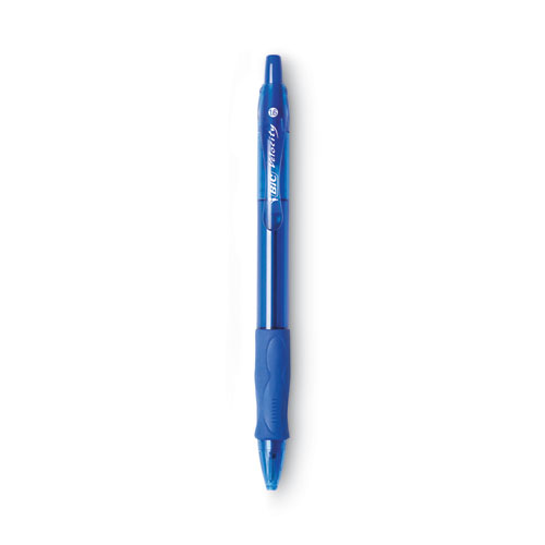 BIC® GLIDE Bold Ballpoint Pen, Retractable, Bold 1.6 mm, Blue Ink, Translucent Blue Barrel, Dozen
