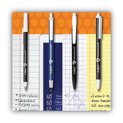 Image of Bic® Prevaguard Ballpoint Pen, Retractable, Medium 1 Mm, Black Ink, Black Barrel