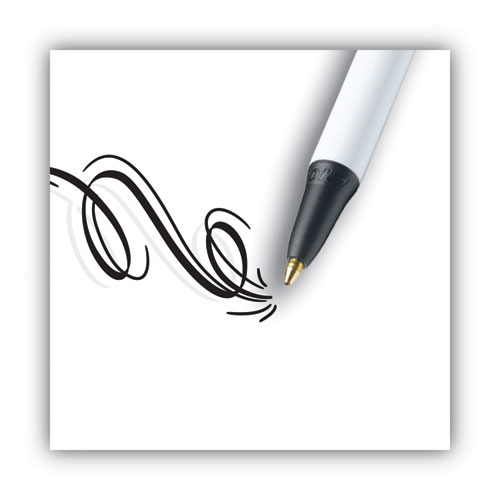 Image of Bic® Clic Stic Ballpoint Pen, Retractable, Medium 1 Mm, Black Ink, White Barrel, Dozen