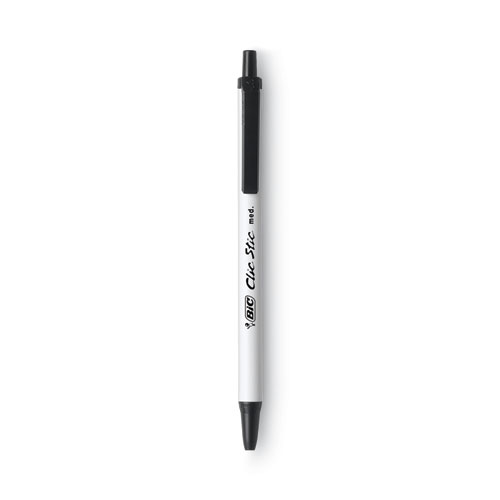 Clic Stic Ballpoint Pen Value Pack, Retractable, Medium 1.2 mm, Black Ink, White Barrel, 60/Pack