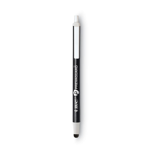 PrevaGuard Ballpoint/Stylus Pen, Retractable, Medium 1 mm, Black Ink/Black Barrel, Dozen
