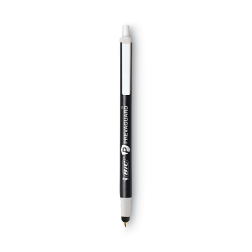 PrevaGuard Clic Ballpoint/Stylus Pen, Retractable, Medium 1 mm, Black Ink/Black Barrel, Dozen