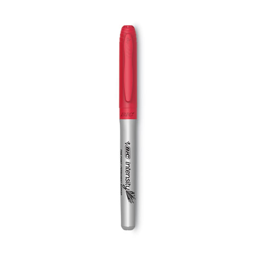 Image of Bic® Intensity Fine Tip Permanent Marker, Fine Bullet Tip, Rambunctious Red, Dozen