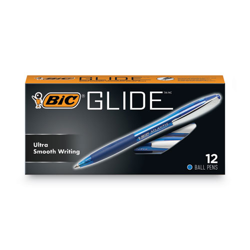 Bic® Glide Ballpoint Pen, Retractable, Medium 1 Mm, Blue Ink, Blue Barrel, Dozen