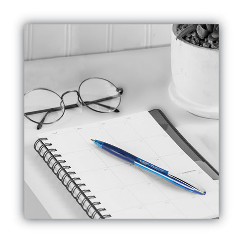 Image of Bic® Glide Ballpoint Pen, Retractable, Medium 1 Mm, Blue Ink, Blue Barrel, Dozen