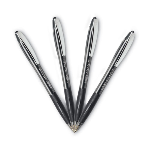 Image of Bic® Glide Ballpoint Pen, Retractable, Medium 1 Mm, Black Ink, Black Barrel, Dozen
