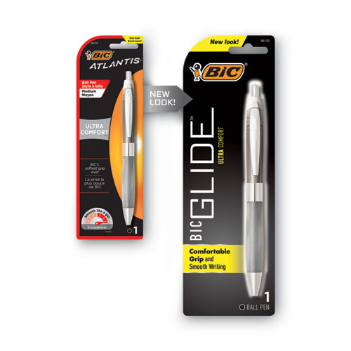 Image of Bic® Glide Ultra Comfort Ballpoint Pen, Retractable, Medium 1 Mm, Black Ink, Randomly Assorted Barrel Colors