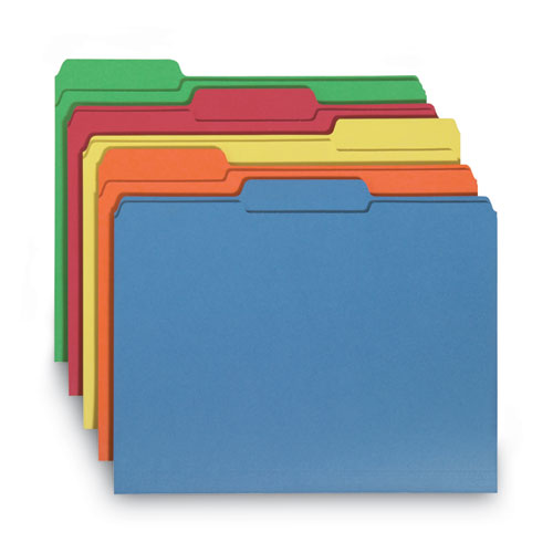 Image of Smead™ Interior File Folders, 1/3-Cut Tabs: Assorted, Letter Size, 0.75" Expansion, Assorted Colors, 100/Box