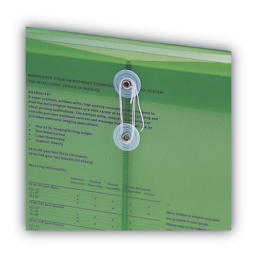 Image of Smead™ Poly String And Button Interoffice Envelopes, Open-End (Vertical), 9.75 X 11.63, Transparent Green, 5/Pack