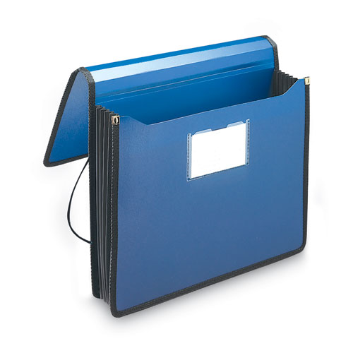 Poly Premium Wallets, 5.25" Expansion, 1 Section, Elastic Cord Closure, Letter Size, Navy Blue