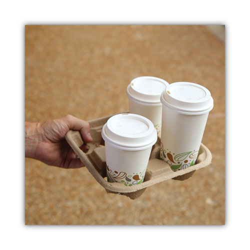 Image of Boardwalk® Cup Carrier Tray, 8 Oz To 32 Oz, Four Cups, Kraft, 300/Carton