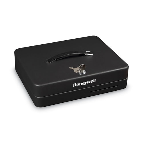 Honeywell Deluxe Cash Security Box, 11.8 X 9.4 X 3.7, Steel, Black