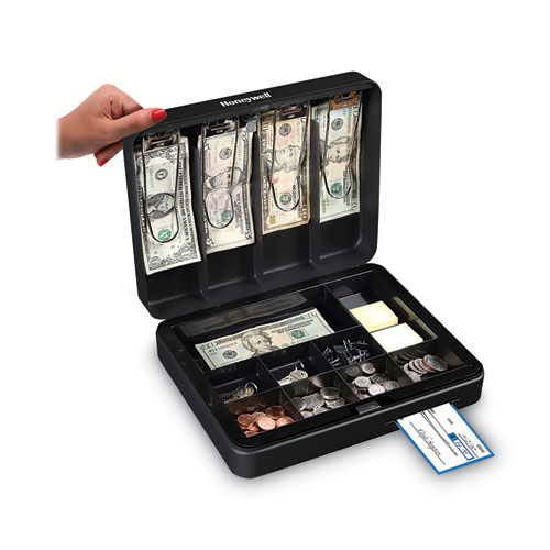 Deluxe Cash Security Box, 11.8 x 9.4 x 3.7, Steel, Black