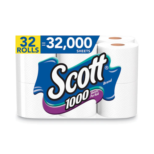 1000 Bathroom Tissue, Septic Safe, 1-Ply, White, 1,000 Sheet/Roll, 32 Rolls/Carton
