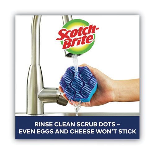 Advanced Scrub Dots Non-Scratch Scrub Sponges, 3.2 x 3.7, 1" Thick, Light Blue/Purple, 2/Pack