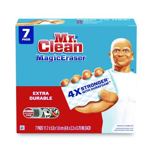 Mr. Clean® Magic Eraser Extra Durable. 4.6 x 2.4, 0.7" Thick, White, 7/Pack