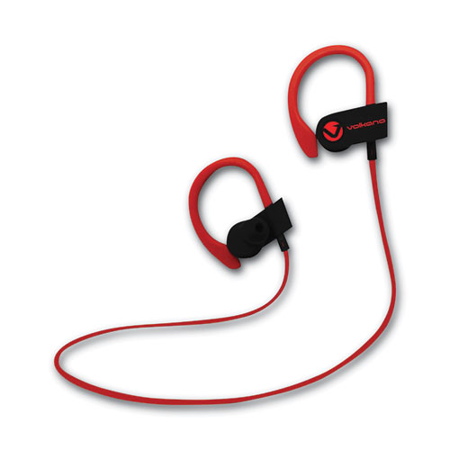 Volkano Race Series Wireless Bluetooth 4.2 Stereo Earphones With Built-In Mic, Red/Black