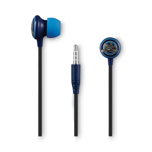 KiDS Animated Fighter-Jet Design Stereo Earbuds, 4 ft Cord, Gray/Blue/Black