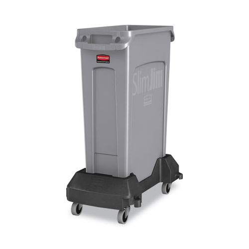 Image of Rubbermaid® Commercial Slim Jim Resin Trainable Dolly, 120 Lb Capacity, 23.86 X 14.71 X 8.36, Black