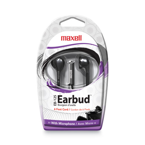 Image of Maxell® Eb125 Earbud With Mic, 6 Ft Cord, Black