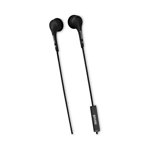 Maxell® Eb125 Earbud With Mic, 6 Ft Cord, Black