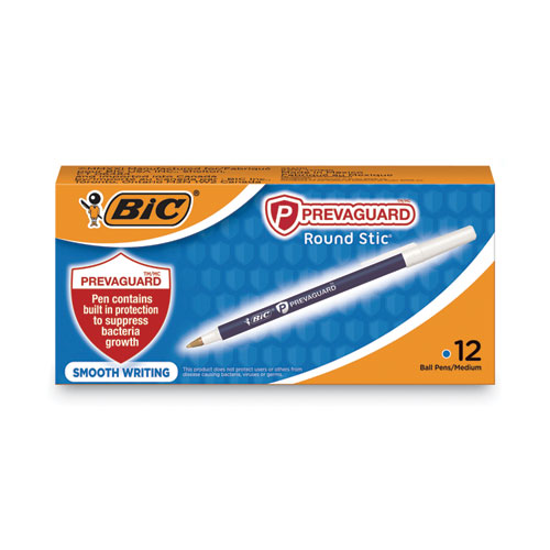 Image of Bic® Prevaguard Ballpoint Pen, Stick, Medium 1 Mm, Blue Ink/Blue Barrel, Dozen