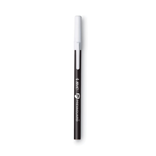 PrevaGuard Round Stic Pen, Stick, Medium 1 mm, Black Ink, Black Barrel, Dozen