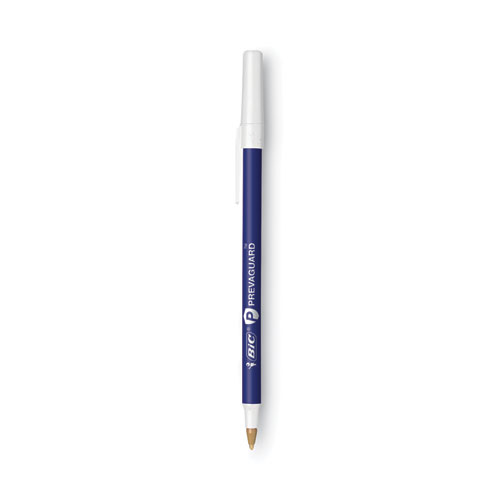 PrevaGuard Round Stic Pen, Stick, Medium 1 mm, Blue Ink, Blue Barrel, 8/Pack