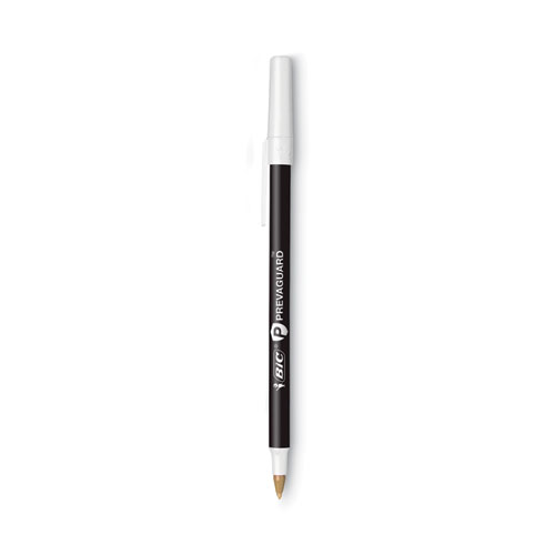 Image of Bic® Prevaguard Ballpoint Pen, Stick, Medium 1 Mm, Black Ink/Black Barrel, 8/Pack