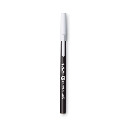 PrevaGuard Round Stic Pen, Stick, Medium 1 mm, Black Ink, Black Barrel, 8/Pack