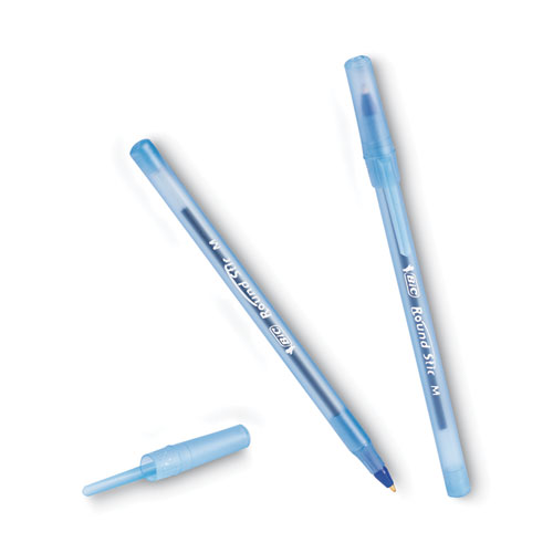Image of Bic® Round Stic Xtra Life Ballpoint Pen Xtra-Value Pack, Stick, Medium 1.2 Mm, Blue Ink, Gray Barrel, 240/Carton
