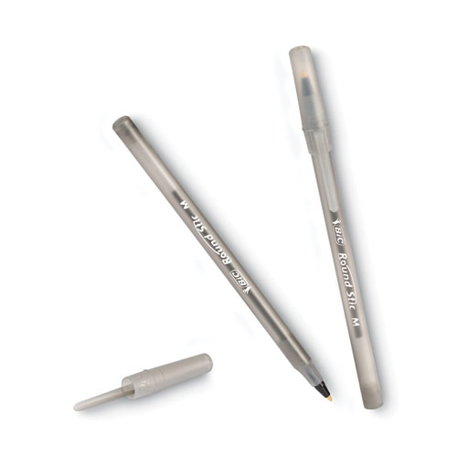 Round Stic Xtra Life Ballpoint Pen Xtra-Value Pack, Stick, Medium 1 mm, Black Ink, Translucent Frost Barrel, 240/Carton