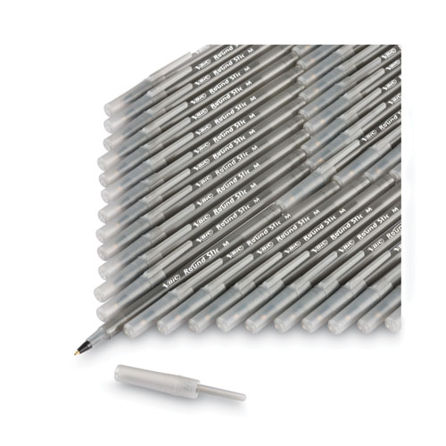 Round Stic Xtra Life Ballpoint Pen Xtra-Value Pack, Stick, Medium 1 mm, Black Ink, Translucent Frost Barrel, 240/Carton
