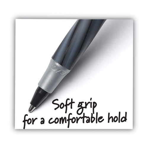 Image of Bic® Round Stic Grip Xtra Comfort Ballpoint Pen Value Pack, Easy-Glide, Stick, Medium 1.2 Mm, Black Ink, Gray/Black Barrel, 36/Pk