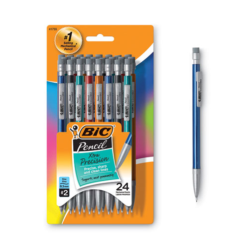 Xtra-Precision Mechanical Pencil Value Pack, 0.5 mm, HB (#2), Black Lead, Assorted Barrel Colors, 24/Pack