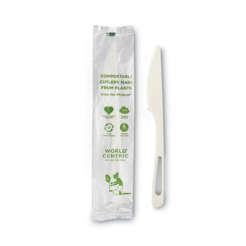 TPLA Compostable Cutlery, Knife, 6.7", White, 750/Carton