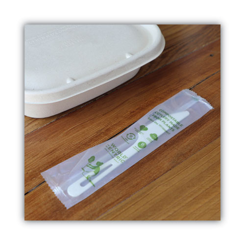Image of World Centric® Tpla Compostable Cutlery, Knife, 6.7", White, 750/Carton