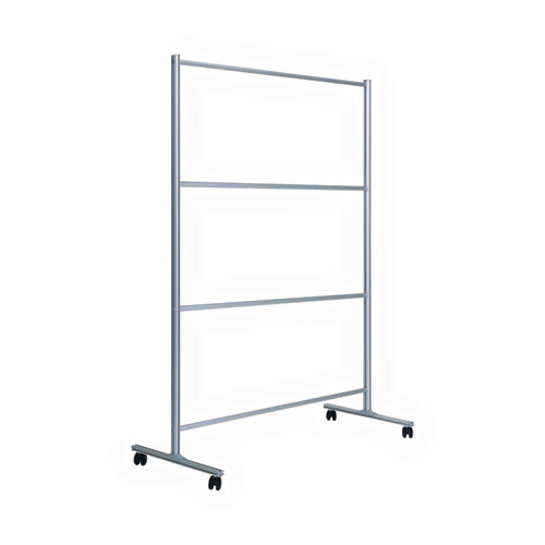 Image of Mastervision® Protector Series Mobile Glass Panel Divider, 49 X 22 X 69, Clear/Aluminum
