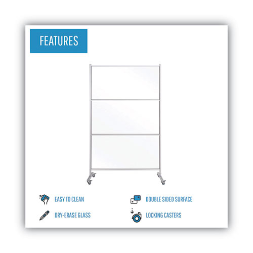 Image of Mastervision® Protector Series Mobile Glass Panel Divider, 49 X 22 X 69, Clear/Aluminum
