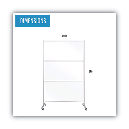 Image of Mastervision® Protector Series Mobile Glass Panel Divider, 49 X 22 X 81, Clear/Aluminum