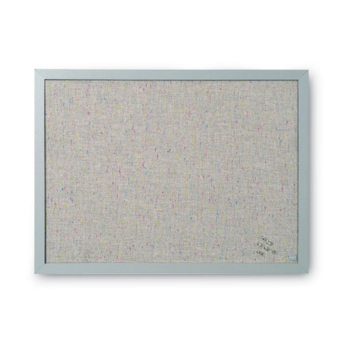 Designer Fabric Bulletin Board, 24X18, Gray Fabric/Gray Frame