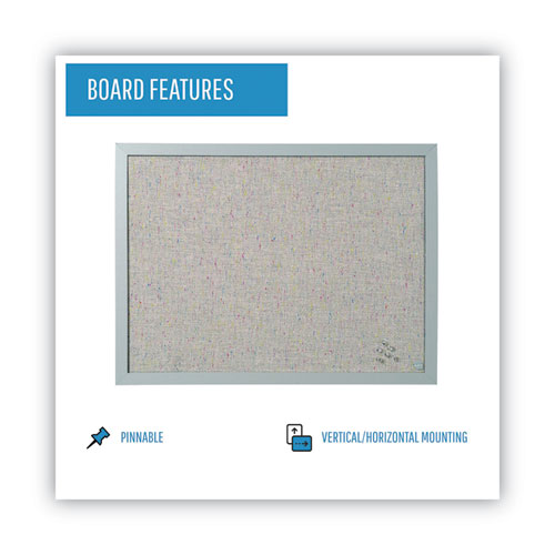 Designer Fabric Bulletin Board, 24 x 18, Gray Surface, Gray MDF Wood Frame